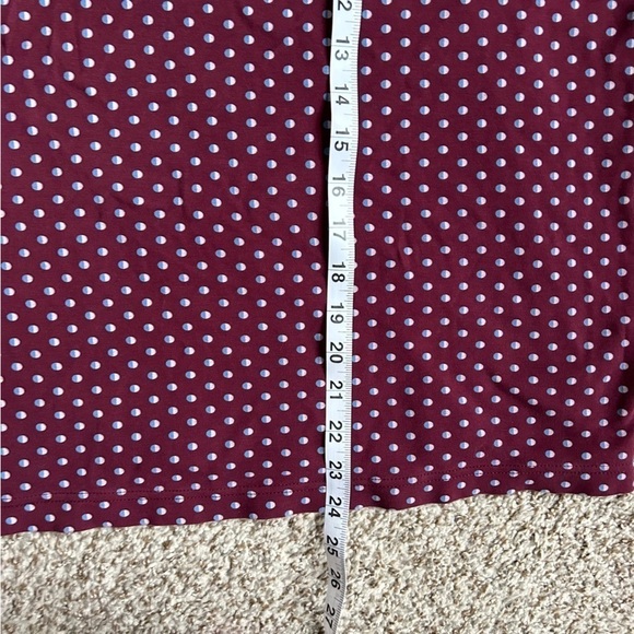 🦋 Lands’ End Maroon Blue Polka Dot Turtle Neck Cotton Long Sleeve Blouse 3X - Picture 4 of 5